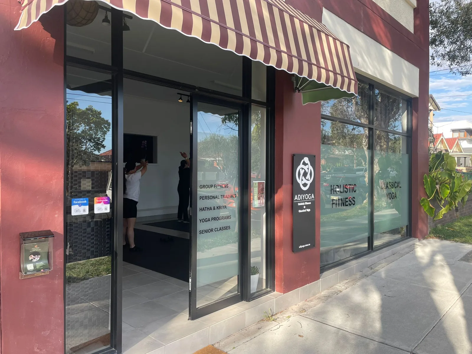 The Adiyoga studio shopfront on Bayview Avenue in Earlwood, Sydney